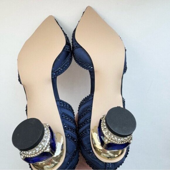 Size 7.5 XYD Women’s Satin Pumps Pointed Toe D'Orsay Crystal Heels Rhinestone - Picture 12 of 12